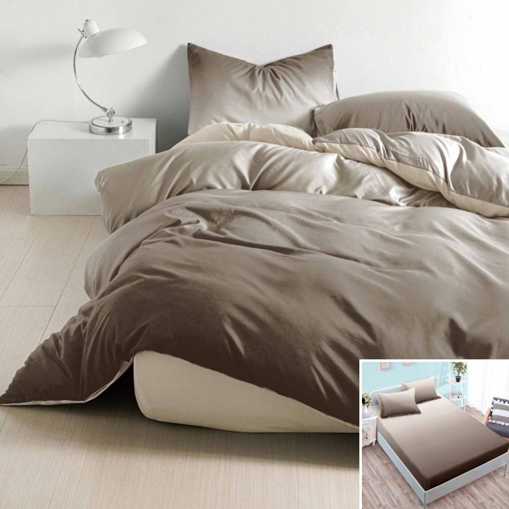 Lenjerie de pat, 2 persoane, bumbac satinat, 4 piese, cu elastic, gri , degrade , LS4018