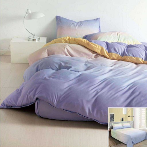 Lenjerie de pat, 2 persoane, bumbac satinat, 4 piese, cu imprimeu, LSN4657