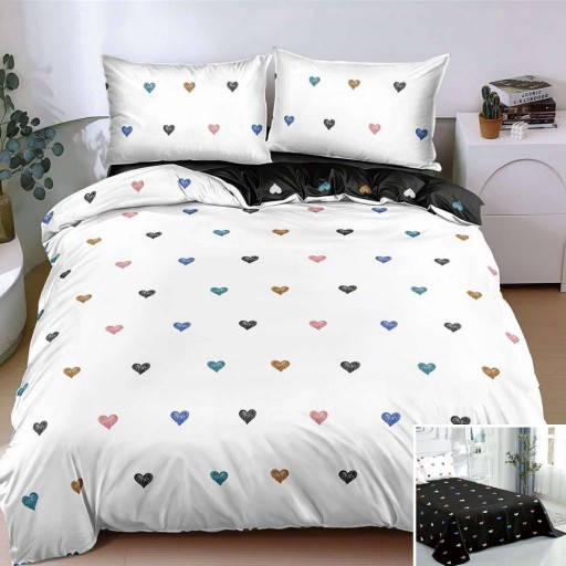 Lenjerie de pat, 2 persoane, bumbac satinat, 4 piese, cu imprimeu, LSN4545