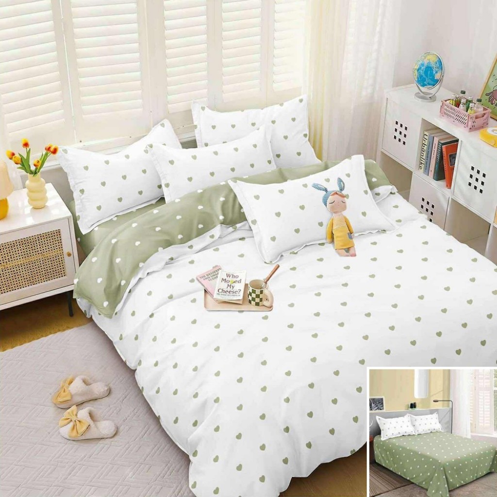 Lenjerie de pat, 2 persoane, bumbac satinat, 4 piese, cu imprimeu, LSN4690