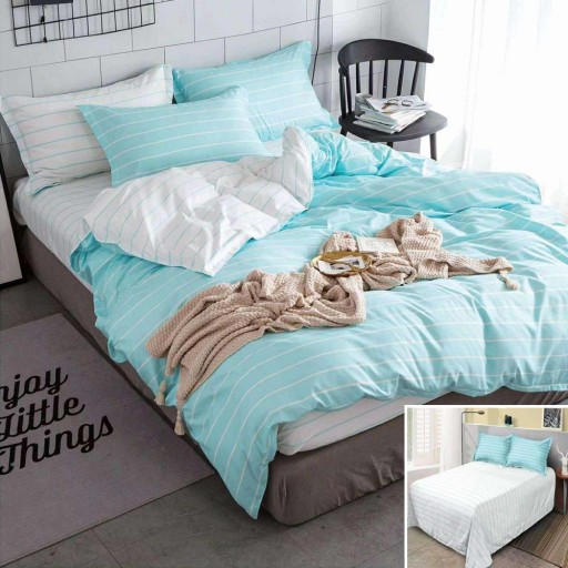 Lenjerie de pat, 2 persoane, bumbac satinat, 4 piese, cu imprimeu, LSN4691