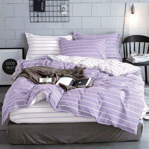 Lenjerie de pat, 2 persoane, bumbac satinat, 4 piese, cu imprimeu, LSN4095