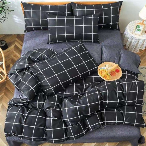 Lenjerie de pat, 2 persoane, bumbac satinat, 4 piese, cu imprimeu, LSN4652