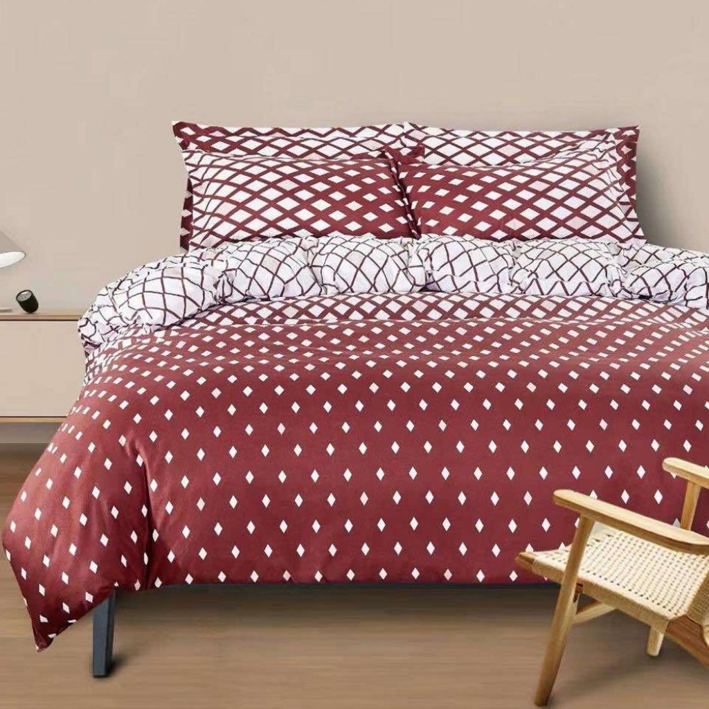 Lenjerie de pat, 2 persoane, bumbac satinat, 4 piese, cu imprimeu, LSN4516