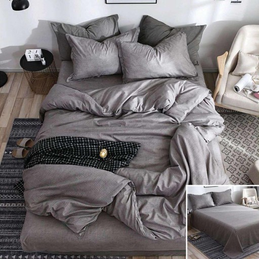 Lenjerie de pat, 2 persoane, bumbac satinat, 4 piese, cu imprimeu, LSN4081