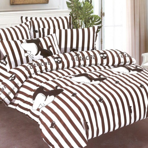 Lenjerie de pat, 2 persoane, bumbac satinat, 4 piese, cu imprimeu, LSN4408