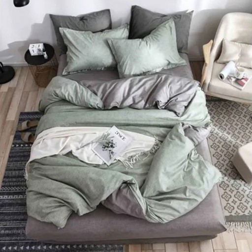 Lenjerie de pat, 2 persoane, bumbac satinat, 4 piese, cu imprimeu, LSN4586