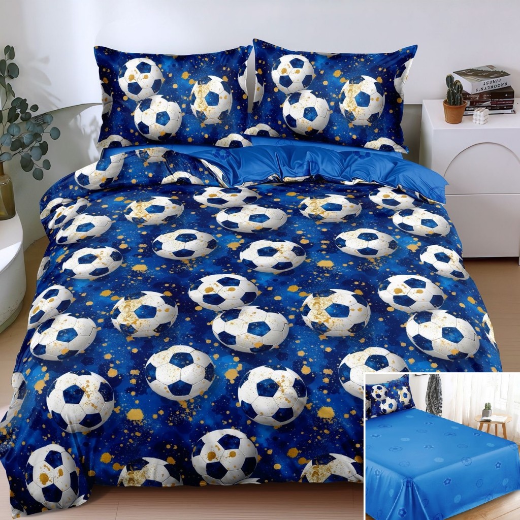 Lenjerie de pat, 2 persoane, bumbac satinat, 4 piese, cu imprimeu, LSN4732 Lenjerie de pat, 2 persoane, bumbac satinat, 4 piese, cu imprimeu, LSN4732