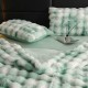 Lenjerie de pat, DeLuxe, cocolino tip blăniță iepure, 2 persoane, 6 piese, verde marmorat, CC6010