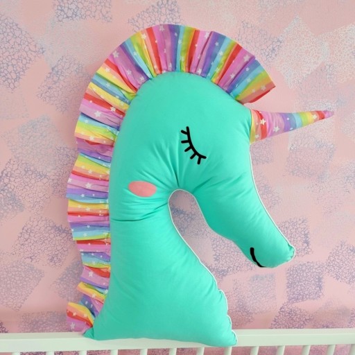 Pernă decorativă, Unicorn, 60x40cm, turcoaz, PIN51