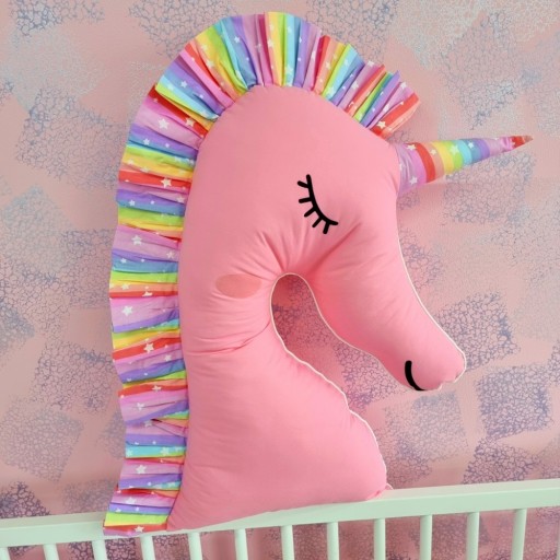 Pernă decorativă, Unicorn, 60x40cm, roz, PIN52