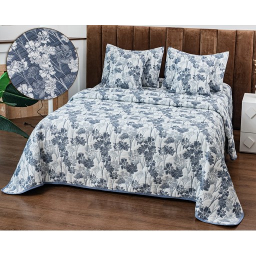 Cuvertura de pat, matlasată, din bumbac, 5 piese, pat dublu, 230x250cm, cu imprimeu, CV5007