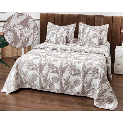 Cuvertura de pat, matlasată, din bumbac, 5 piese, pat dublu, 230x250cm, cu imprimeu, CV5009