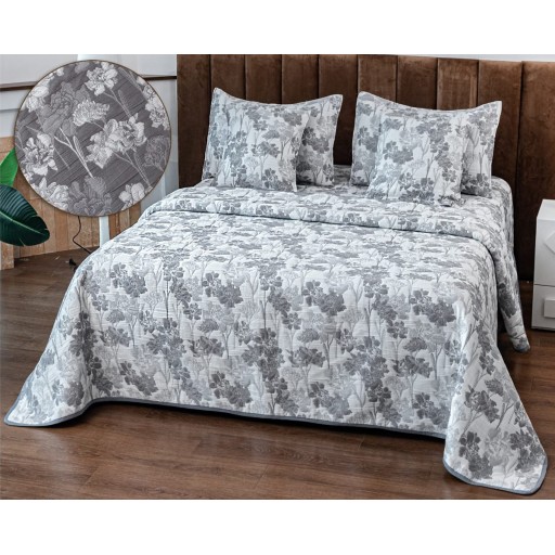 Cuvertura de pat, matlasată, din bumbac, 5 piese, pat dublu, 230x250cm, cu imprimeu, CV5021