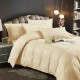 Lenjerie de pat, 2 persoane, damasc, 6 piese, cu elastic, UniDeluxe, crem deschis, LDA252