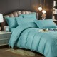 Lenjerie de pat, 2 persoane, damasc, 6 piese, cu elastic, UniDeluxe, bleu , LDA264