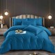 Lenjerie de pat, 2 persoane, damasc, 6 piese, cu elastic, UniDeluxe, albastru , LDA267