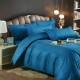 Lenjerie de pat, 2 persoane, damasc, 6 piese, cu elastic, UniDeluxe, albastru , LDA267