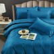Lenjerie de pat, 2 persoane, damasc, 6 piese, cu elastic, UniDeluxe, albastru , LDA267