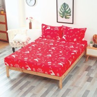 Husă de pat, 2 persoane, cocolino, 3 piese, cu elastic, 180x200cm, imprimeu motiv Crăciun, HPC1002