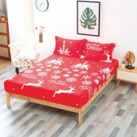 Husă de pat, 2 persoane, cocolino, 3 piese, cu elastic, 180x200cm, imprimeu motiv Crăciun, HPC1004