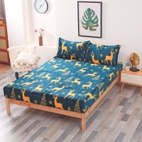 Husă de pat, 2 persoane, cocolino, 3 piese, cu elastic, 180x200cm, imprimeu motiv Crăciun, HPC1009