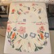 Husă de pat, 2 persoane, cocolino, 3 piese, cu elastic, 180x200cm, crem , cu flori, HPC165