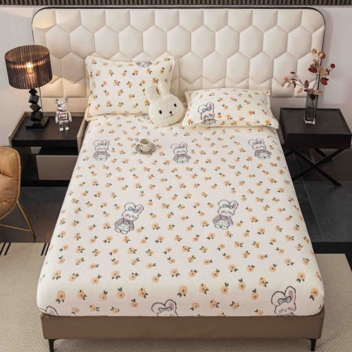 Husă de pat, 2 persoane, cocolino, 3 piese, cu elastic, 180x200cm, crem , HPC168
