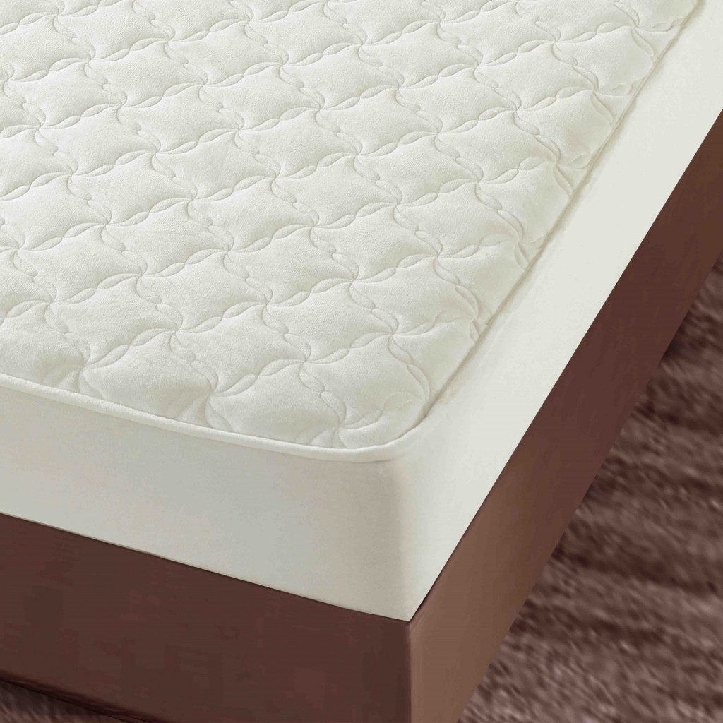 Husă de pat, Topper, 2 persoane, catifea, 140x200cm, 3 piese, cu elastic, alb , HPT401