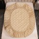 Husă de pat, Topper, 2 persoane, catifea, 140x200cm, 3 piese, cu elastic, crem , HPT403