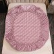 Husă de pat, Topper, 2 persoane, catifea, 140x200cm, 3 piese, cu elastic, roz , HPT407