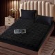 Husă de pat, Topper, 2 persoane, catifea, 140x200cm, 3 piese, cu elastic, negru , HPT412