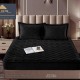 Husă de pat, Topper, 2 persoane, catifea, 140x200cm, 3 piese, cu elastic, negru , HPT412