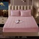Husă de pat, Topper, 2 persoane, catifea, 160x200cm, 3 piese, cu elastic, roz , HPT607
