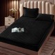 Husă de pat, Topper, 2 persoane, catifea, 160x200cm, 3 piese, cu elastic, negru , HPT612