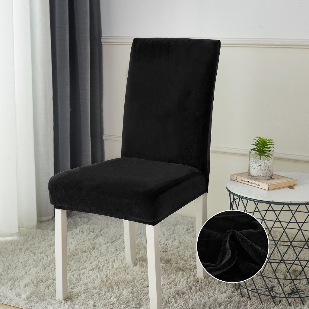Husă pentru scaun, universală, material catifea, negru , HC304