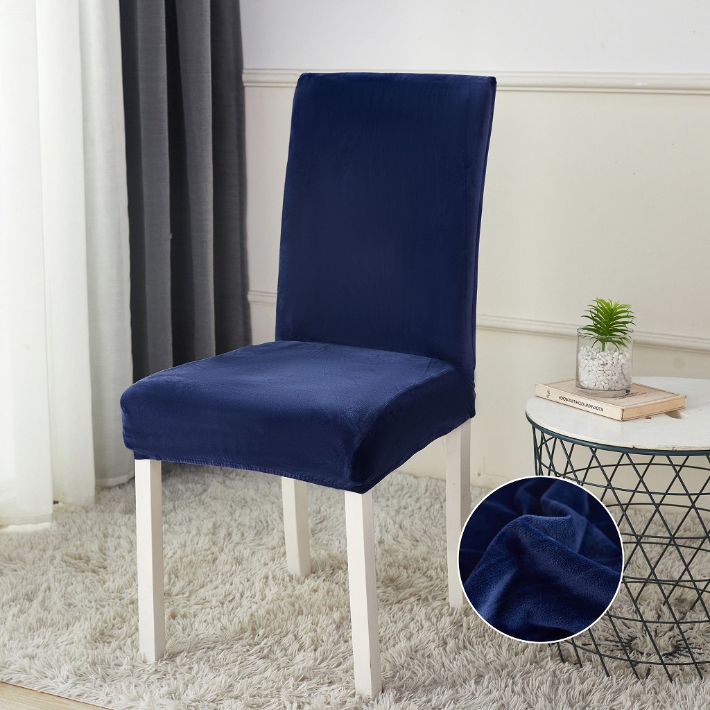 Husă pentru scaun, universală, material catifea, albastru închis, HC312