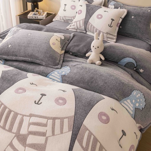 Lenjerie de pat, Cocolino, 1 persoană, 4 piese, gri , cu urși polari, CCP110