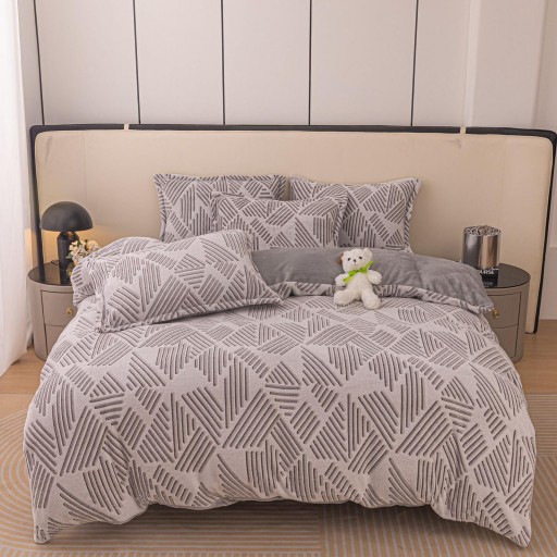 Lenjerie de pat, Cocolino, 1 persoană, 4 piese, gri , cu liniuțe, CCP116