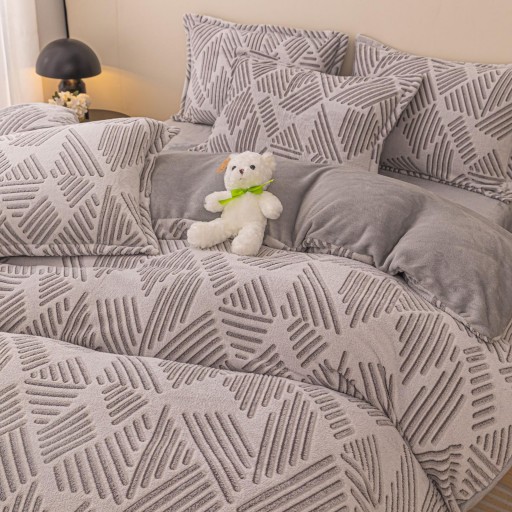 Lenjerie de pat, Cocolino, 1 persoană, 4 piese, gri , cu liniuțe, CCP116