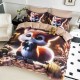 Lenjerie de pat, 2 persoane, cu elastic, finet, 6 piese, imprimeu 5D, cu vulpița, LELD6001