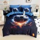 Lenjerie de pat, 2 persoane, cu elastic, finet, 6 piese, imprimeu 5D, albastru închis, cu minge de fotbal, LELD6018