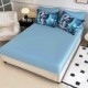 Lenjerie de pat, 2 persoane, cu elastic, finet, 6 piese, imprimeu 5D, albastru , cu ponei, LELD6019