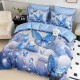 Lenjerie de pat, 2 persoane, cu elastic, finet, 6 piese, imprimeu 5D, albastru deschis, cu fluturași, LELD6021