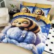 Lenjerie de pat, 2 persoane, cu elastic, finet, 6 piese, imprimeu 5D, albastru și galben, cu bondar, LELD6023