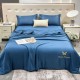 Lenjerie de pat, 2 persoane, set 4 piese, Mătase Satinată, cu pilotă de vară, albastru închis, LFP110