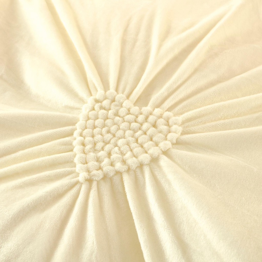 Lenjerie de pat, catifea, 2 persoane, 4 piese, UniDeluxe cu pliuri inimă, 180x200cm, crem deschis, LFC902