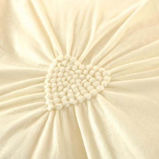 Lenjerie de pat, catifea, 2 persoane, 4 piese, UniDeluxe cu pliuri inimă, 180x200cm, crem deschis, LFC902