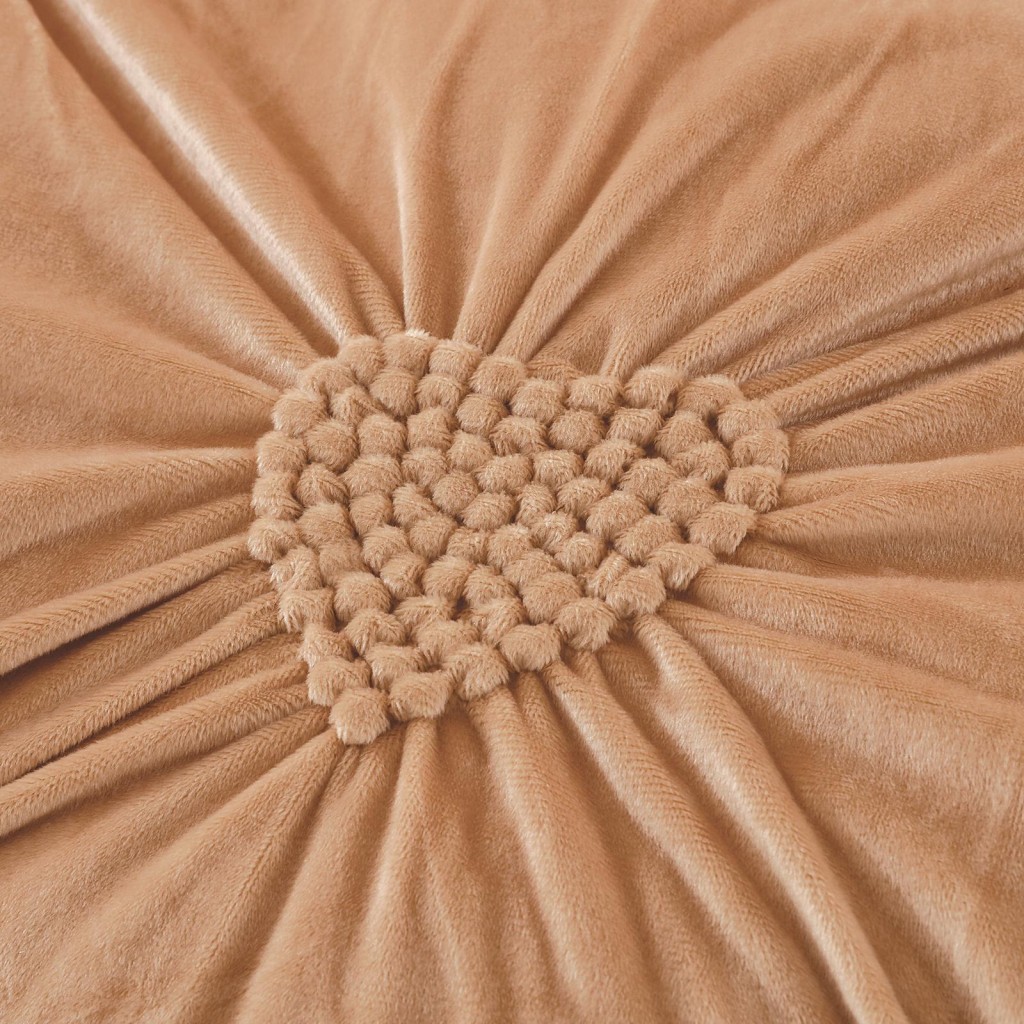 Lenjerie de pat, catifea, 2 persoane, 4 piese, UniDeluxe cu pliuri inimă, 180x200cm, crem închis, LFC904