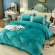 Lenjerie de pat, catifea, 2 persoane, 4 piese, UniDeluxe cu pliuri inimă, 180x200cm, turcoaz , LFC909